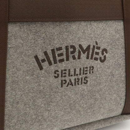 Hermes Sac de Panthere Tote 2-Way Shoulder Bag Felt Gray Dark Brown in — view 8