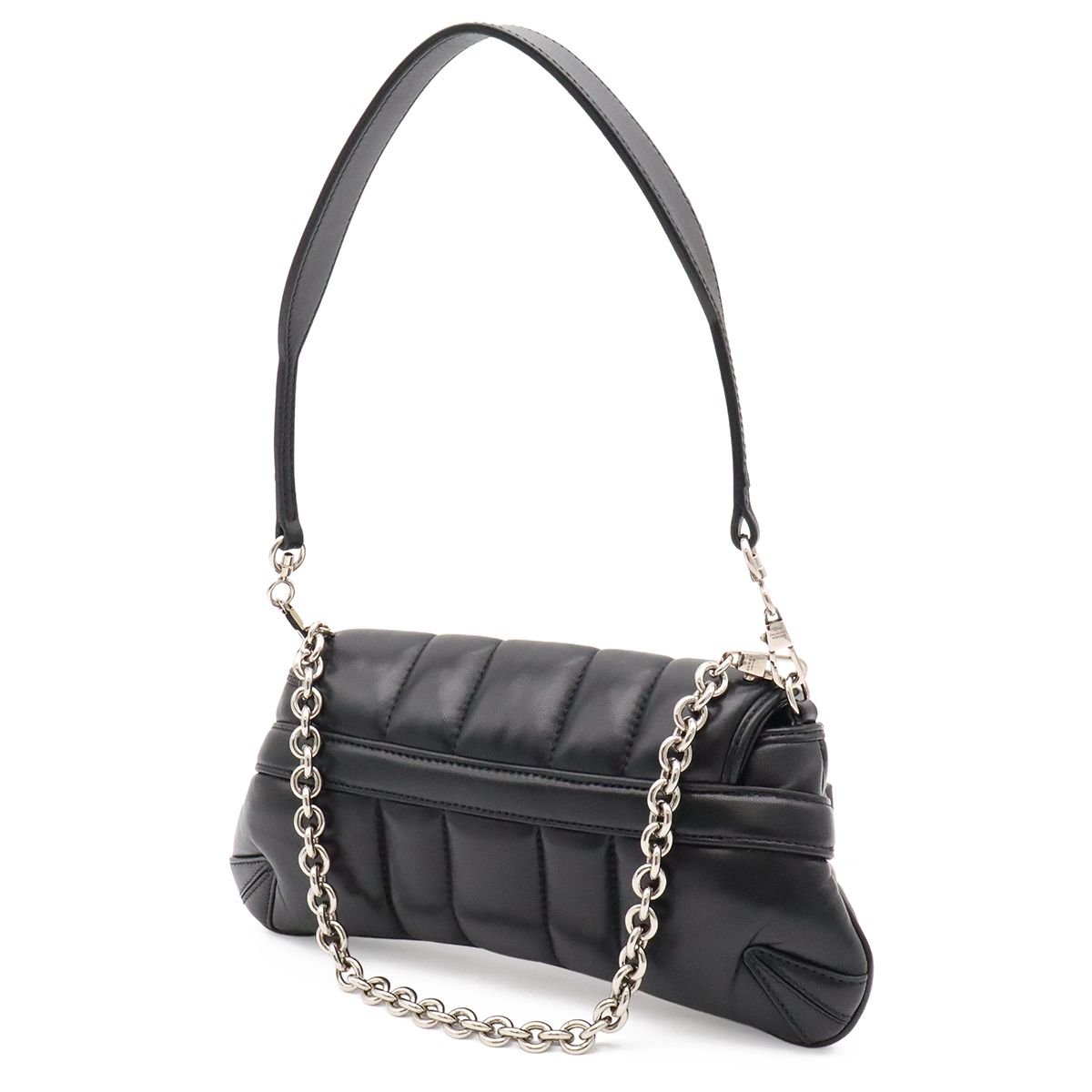 Gucci Horsebit Small Chain Shoulder Bag 2-Way Clutch Leather Black Silver — view 2