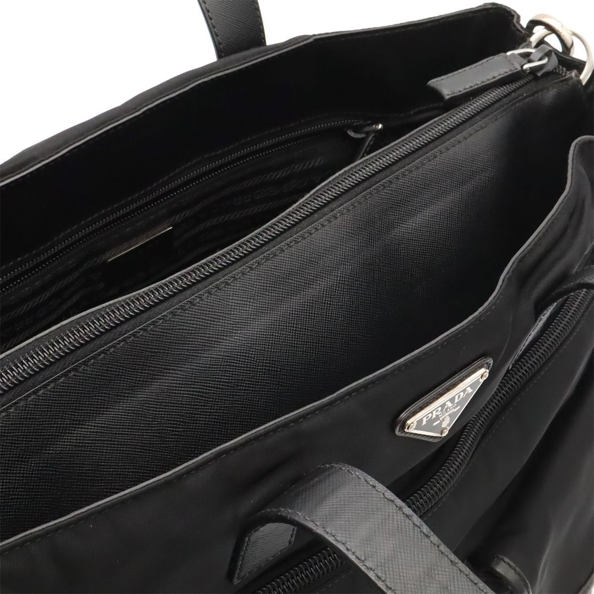 Prada Business Briefcase Tote 2-Way Shoulder Bag Crossbody Nylon Leather Nero — view 6