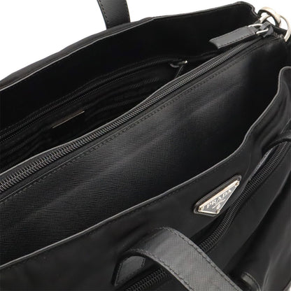 Prada Business Briefcase Tote 2-Way Shoulder Bag Crossbody Nylon Leather Nero — view 6