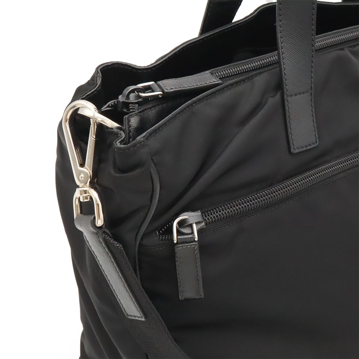 Prada Business Briefcase Tote 2-Way Shoulder Bag Crossbody Nylon Leather Nero — view 5