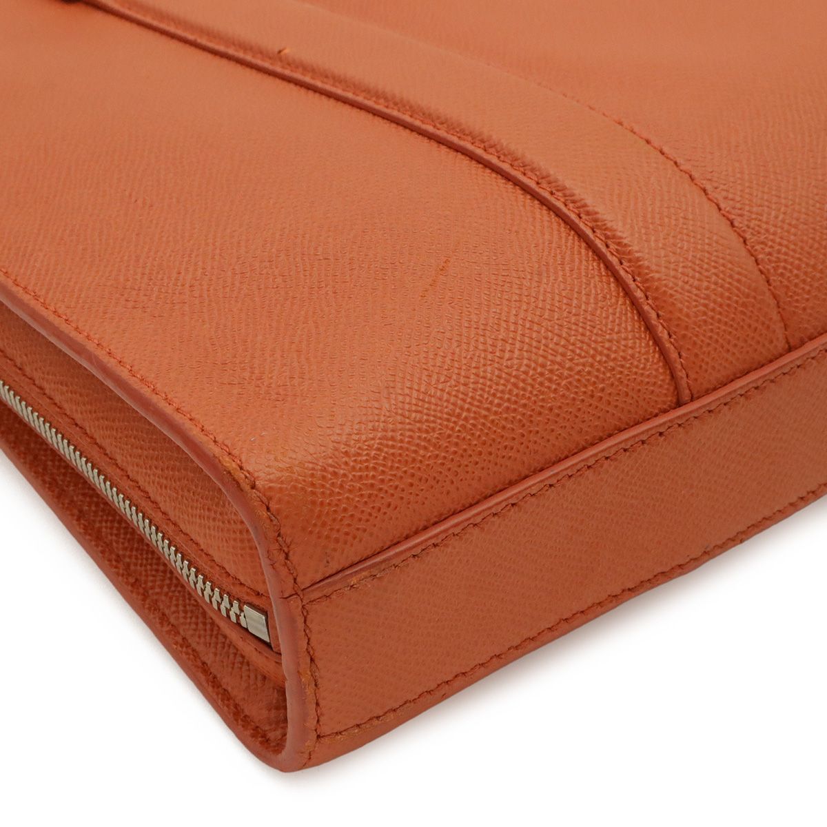 Bvlgari Man Business Briefcase Documents Purse Leather Orange Silver — view 3