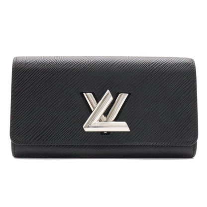 Louis Vuitton Epi Portefeuille Twist 2 Fold Wallet Bifold Leather Noir Black