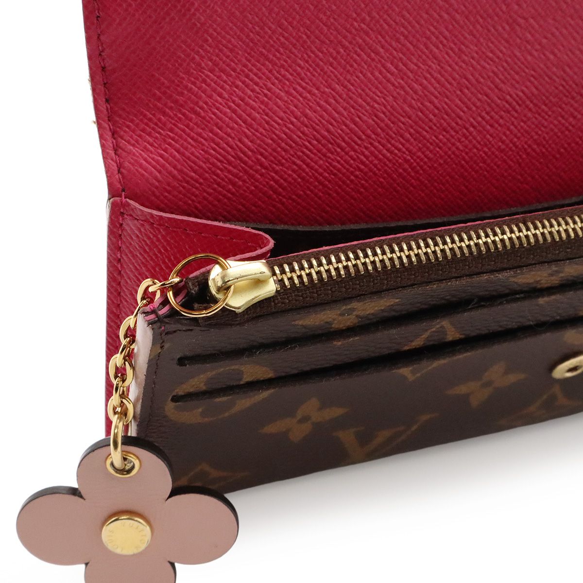 Louis Vuitton Monogram Portefeuille Emily Flower Motif Bifold Wallet Rose — view 8