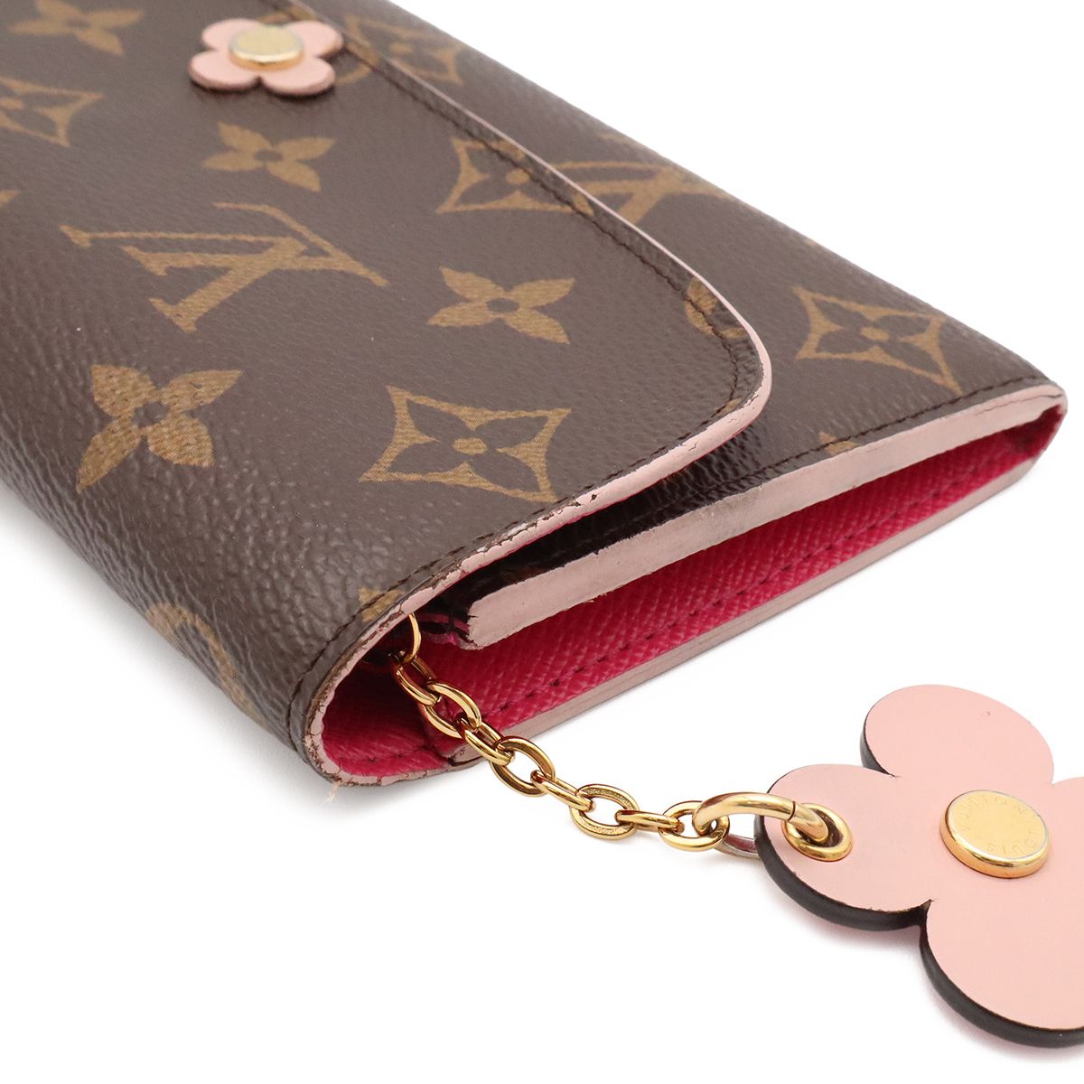 Louis Vuitton Monogram Portefeuille Emily Flower Motif Bifold Wallet Rose — view 3