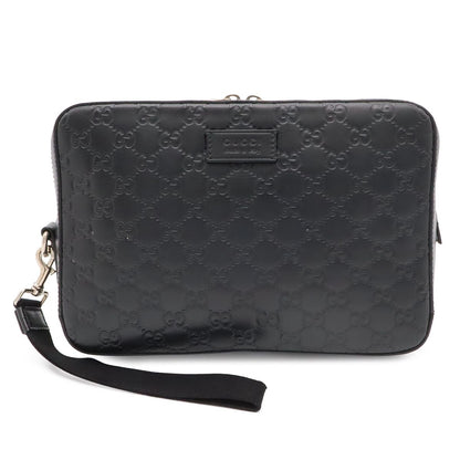 Gucci Guccissima Clutch Leather Black Silver