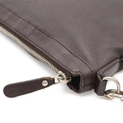 Gucci Shoulder Bag Crossbody No Gusset Leather Dark Brown Silver — view 6