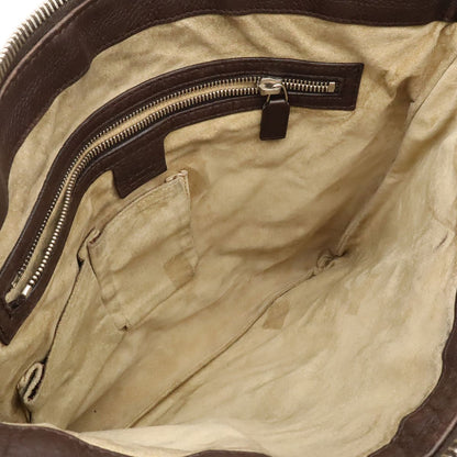 Gucci Shoulder Bag Crossbody No Gusset Leather Dark Brown Silver — view 7