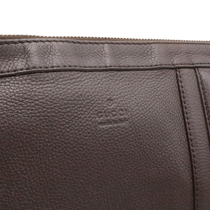 Gucci Shoulder Bag Crossbody No Gusset Leather Dark Brown Silver — view 8