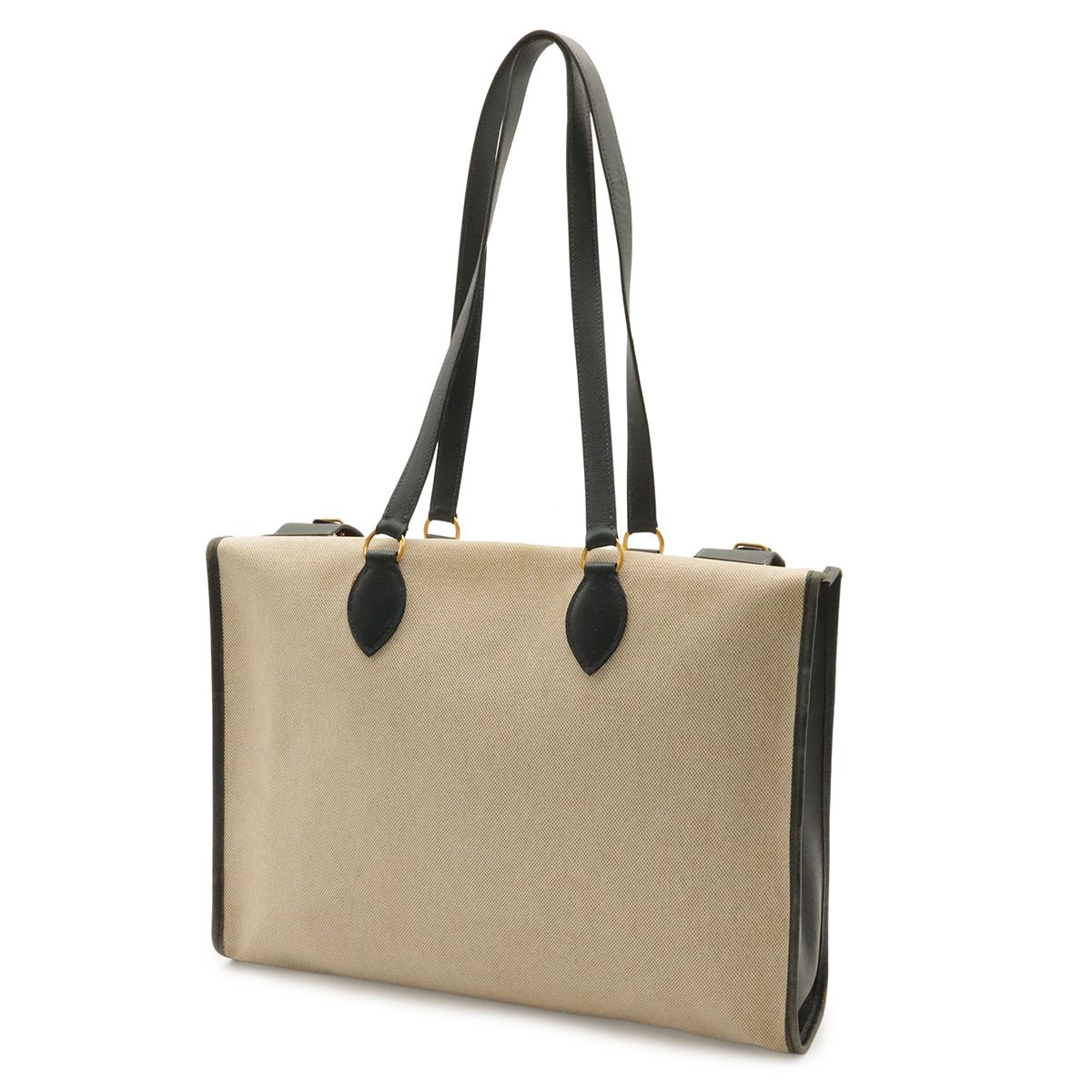 Hermes Cabas 40 Shoulder Tote Courchevel Toile Ash Natural Navy Gold — view 2