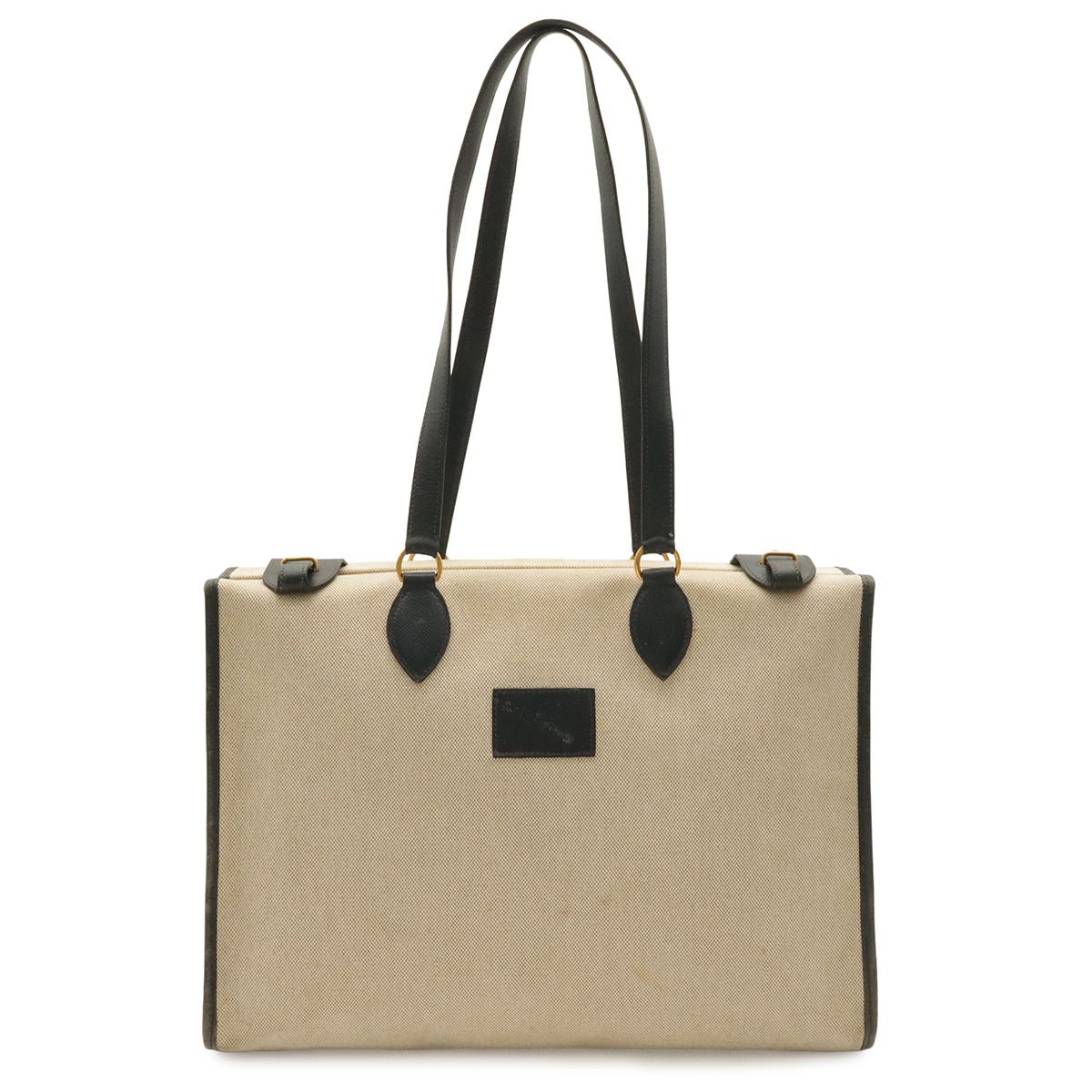 Hermes Cabas 40 Shoulder Tote Courchevel Toile Ash Natural Navy Gold