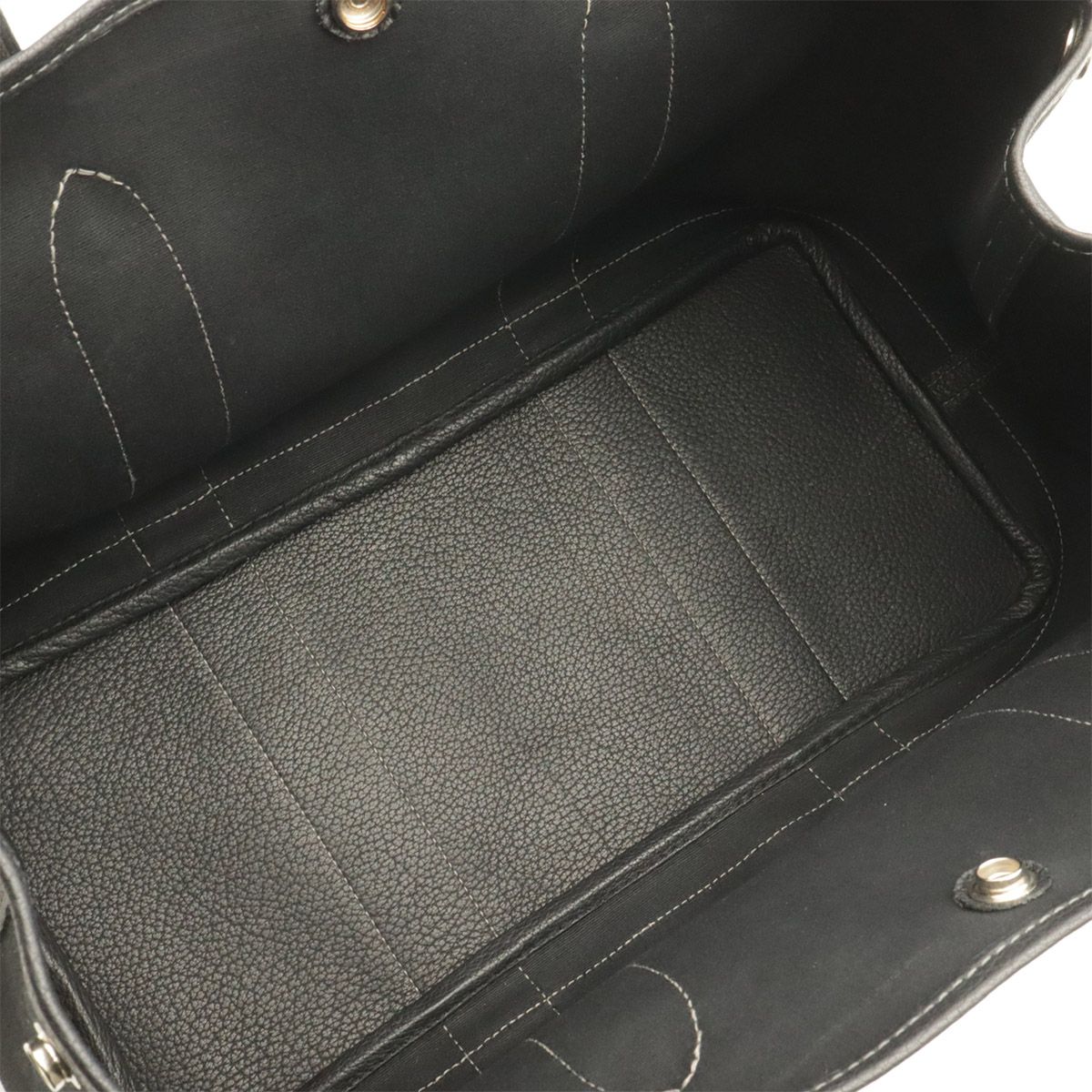 Hermes Garden Party PM Tote Shoulder Bag Toile Officier Leather Black — view 5