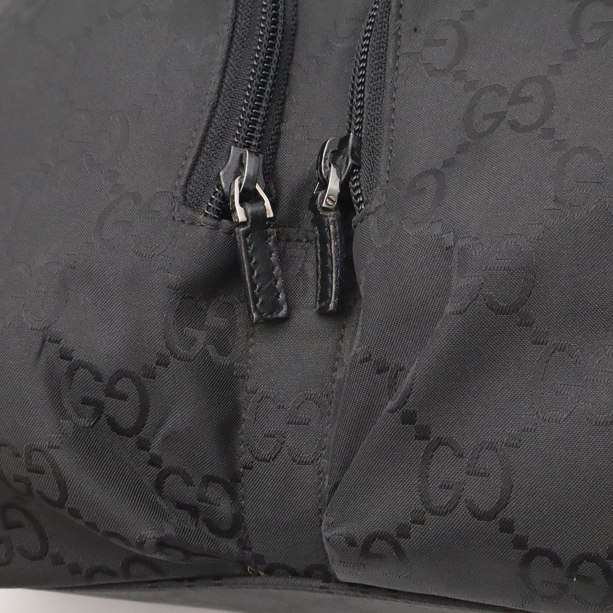 Gucci GG Nylon Backpack Leather Black Silver — view 7