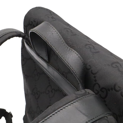 Gucci GG Nylon Backpack Leather Black Silver — view 4