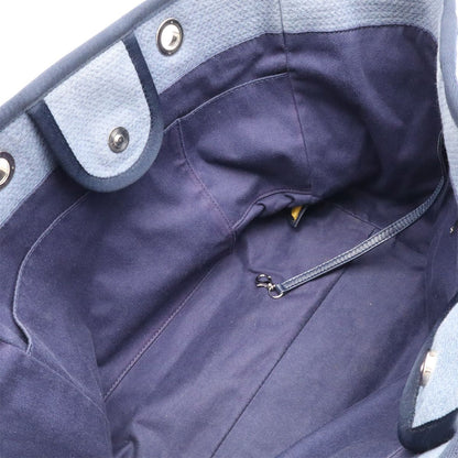 Chanel Deauville GM 2-Way Chain Tote Logo Shoulder Canvas Leather Blue — view 8