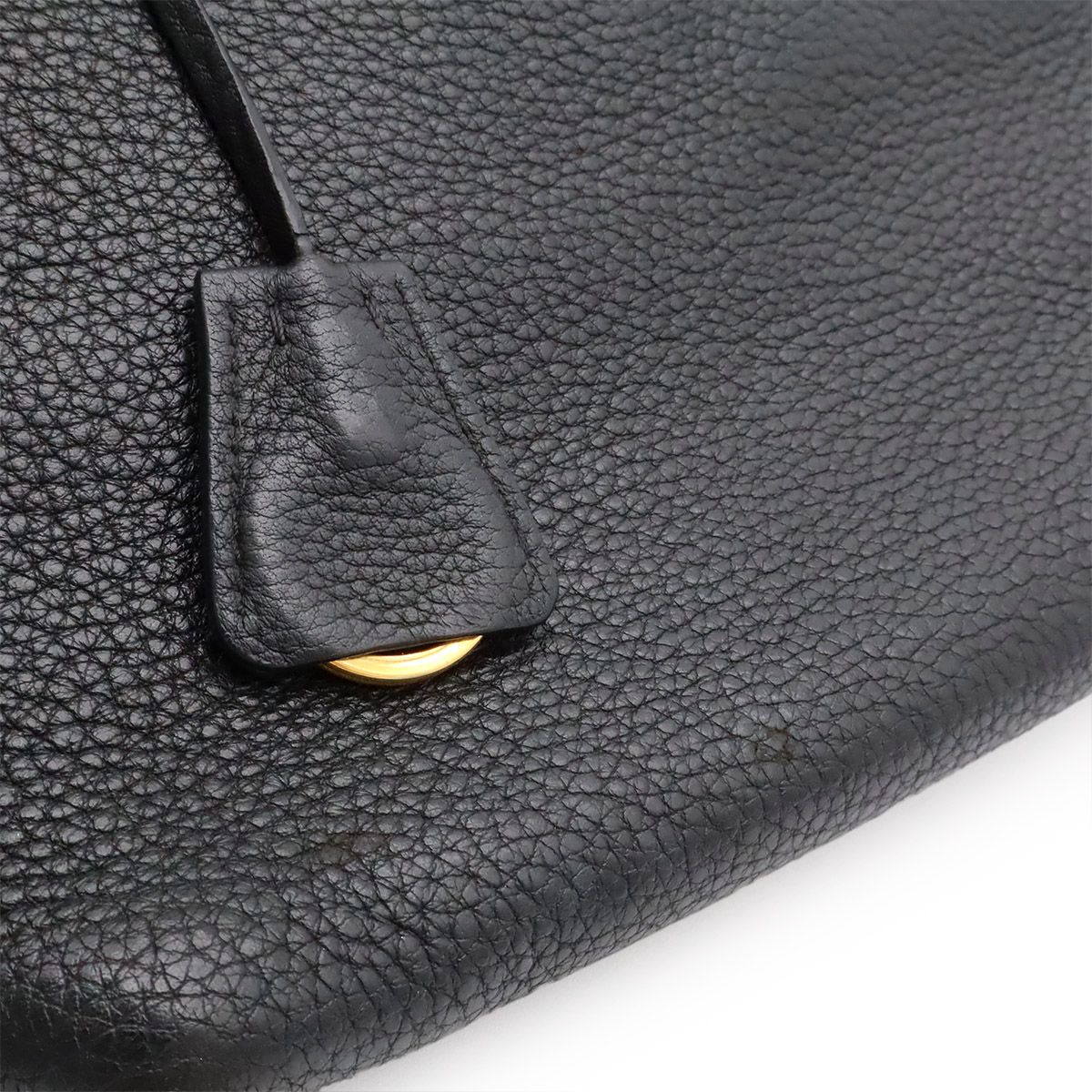 Prada Vitello Daino 2-Way Shoulder Bag Stripe Nero Black Gold — view 8