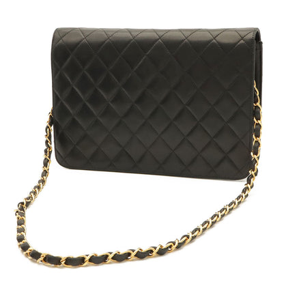 Chanel Quilted CC Logo Chain Shoulder Bag Lambskin Leather Black Gold — view 2