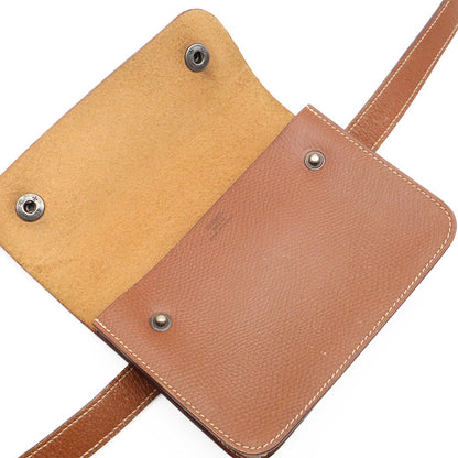 Hermes Pochette Green Waist Pouch Bag 2-Way Clutch Leather Brown — view 7