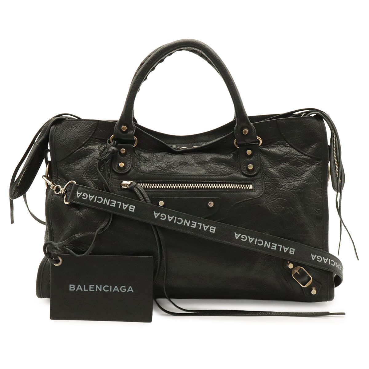 Balenciaga Classic City Tote 2-Way Shoulder Bag Leather Black with Mirror