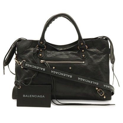 Balenciaga Classic City Tote 2-Way Shoulder Bag Leather Black with Mirror