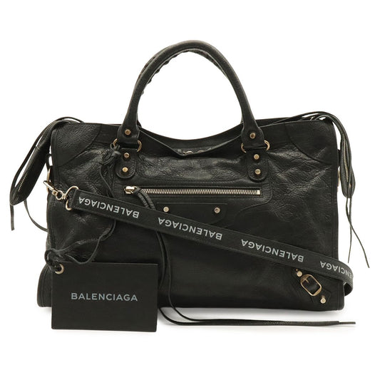 Balenciaga Classic City Tote 2-Way Shoulder Bag Leather Black with Mirror