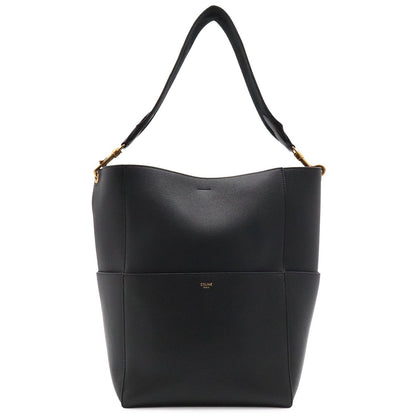 Celine Sangles Bucket Shoulder Bag Leather Black Gold