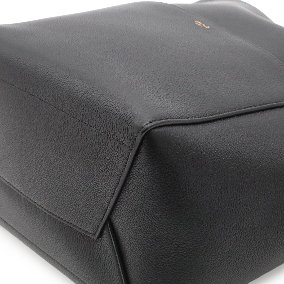 Celine Sangles Bucket Shoulder Bag Leather Black Gold — view 3