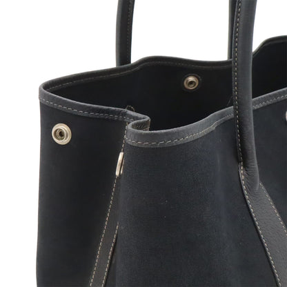 Hermes Garden Party PM Tote Shoulder Bag Toile Officier Leather Black — view 7
