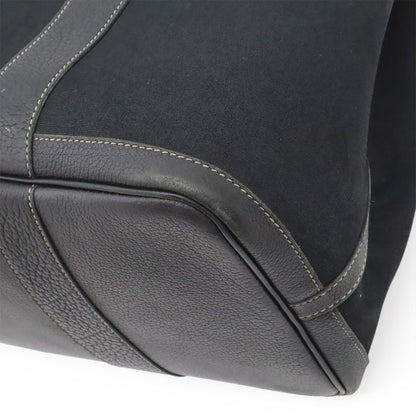 Hermes Garden Party PM Tote Shoulder Bag Toile Officier Leather Black — view 3