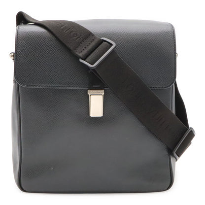 Louis Vuitton Taiga Shoulder Bag Crossbody Leather Ardoise Black