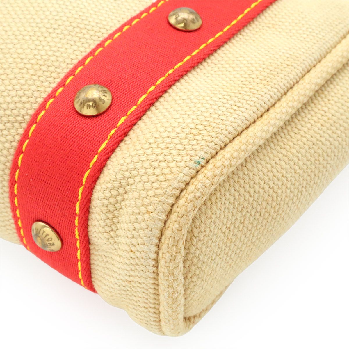 Louis Vuitton Antigua Cava PM Tote Canvas Beige Rouge — view 3
