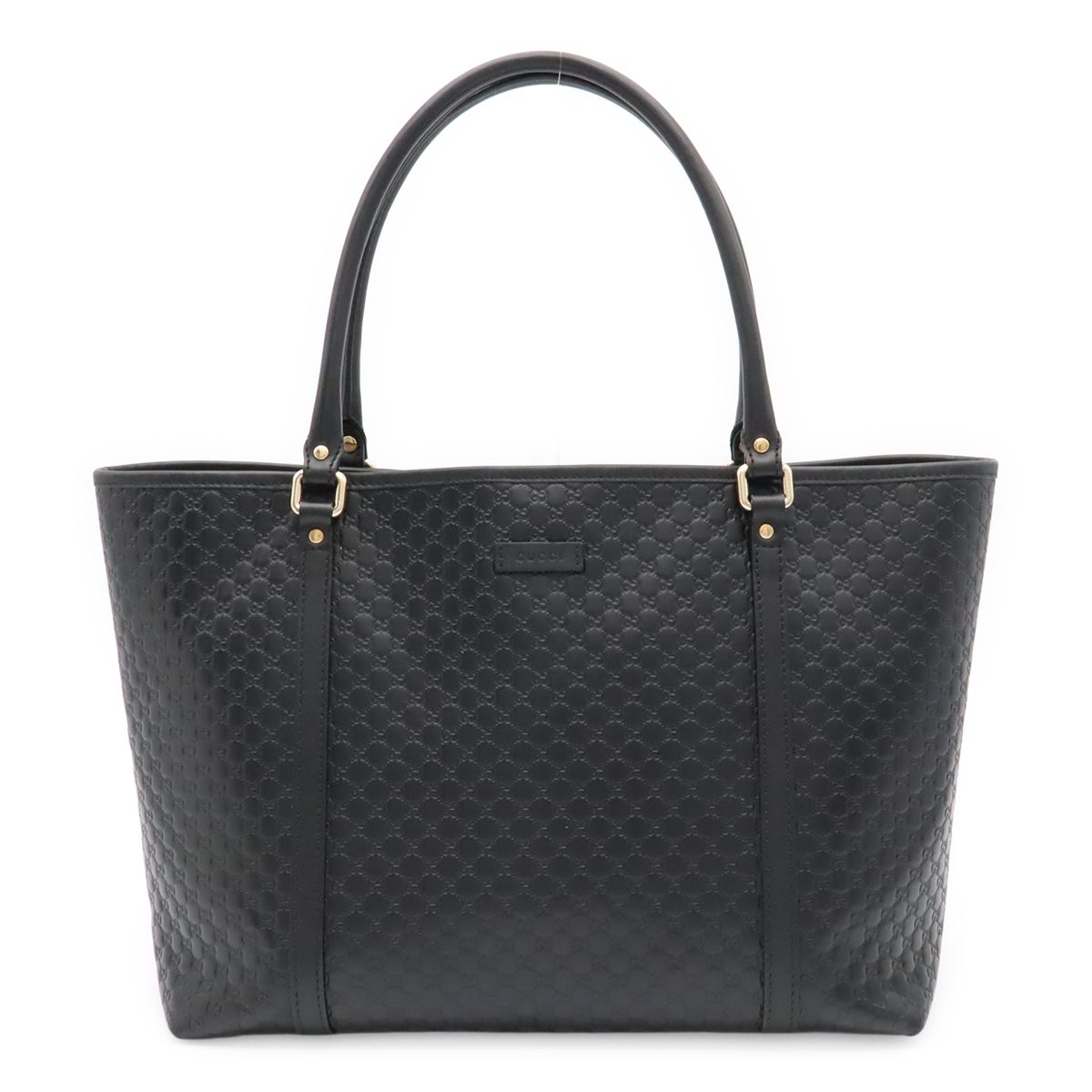 Gucci Micro Guccissima Tote Shoulder Bag Leather Black Gold