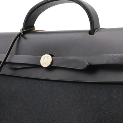 Hermes Herbag MM 2-Way Shoulder Bag Toile Officier Canvas Black — view 6
