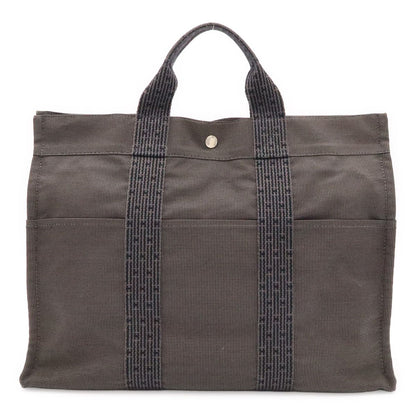 Hermes Her Line Tote MM Canvas Gray Black Silver