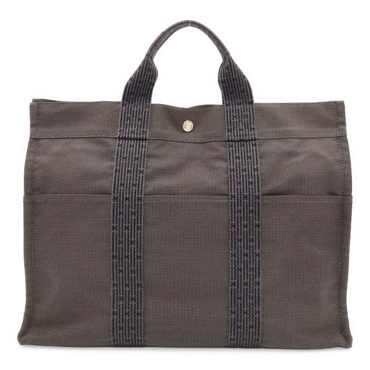Hermes Her Line Tote MM Canvas Gray Black Silver