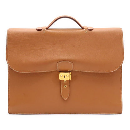 Hermes Sac a Depeches 38 Business Briefcase Document Purse Veau Epsom Brown Gold