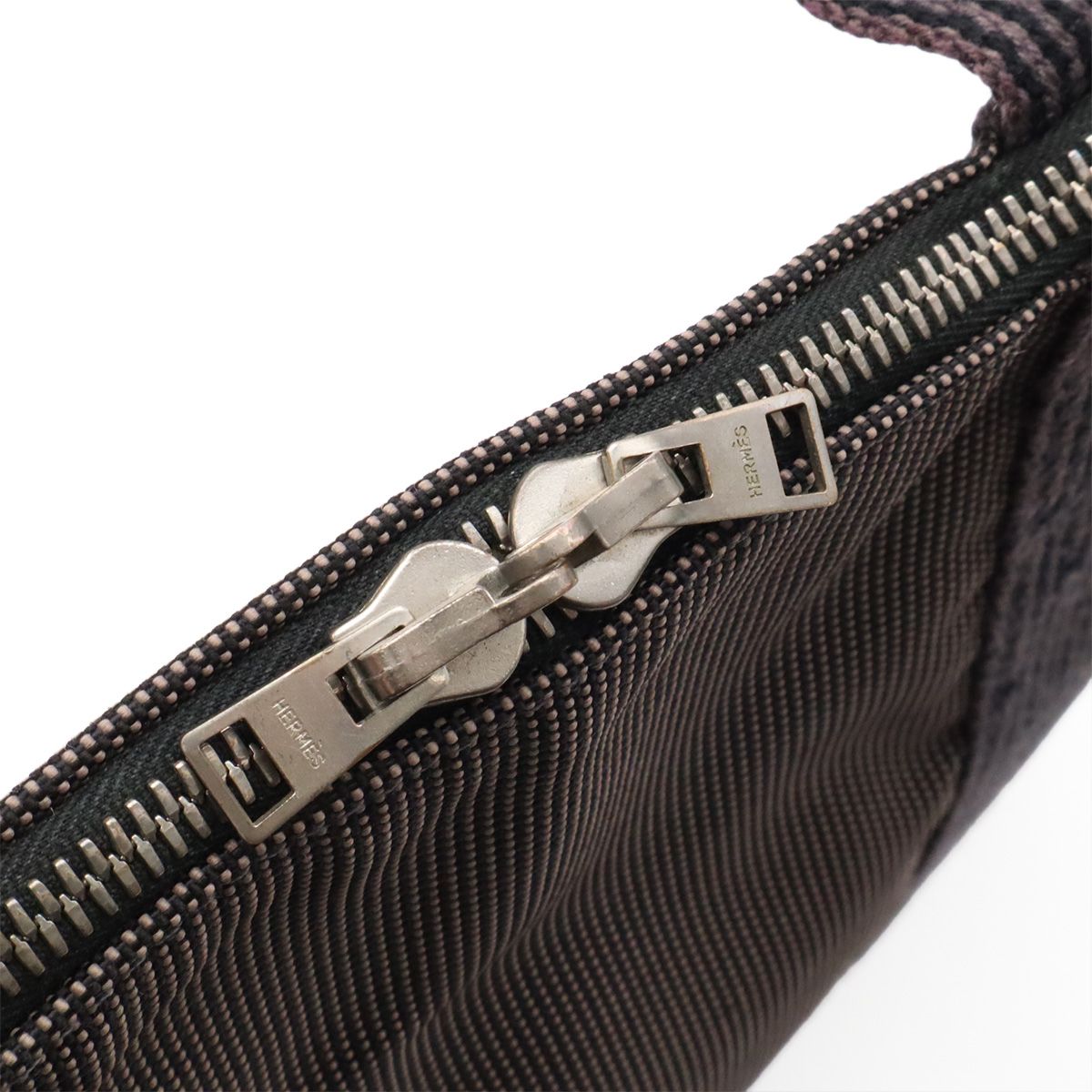 Hermes Her Line Porte Documents Briefcase Purse 3 Handbag Nylon Canvas Gray — view 5