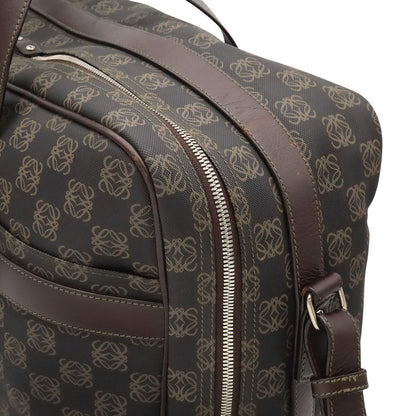 Loewe Repeat Anagram Boston Bag Purse 2-Way Leather Black Brown Silver — view 8