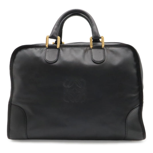 Loewe Amazona 40 Anagram Boston Bag Purse Leather Black Gold