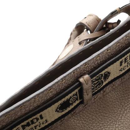 Fendi Selleria Large Villa Borghese Handbag Leather Gray Ju Silver — view 7