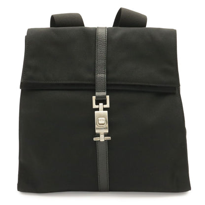 Gucci Jackie Backpack Nylon Leather Black Silver