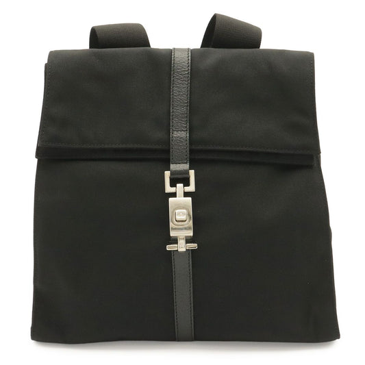 Gucci Jackie Backpack Nylon Leather Black Silver