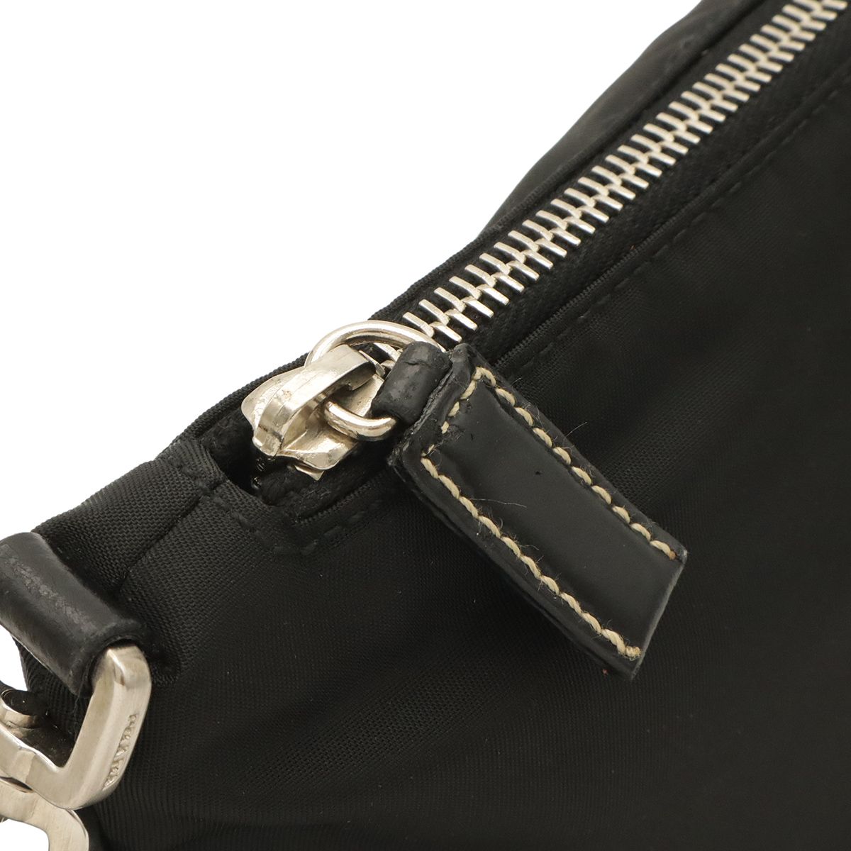 Prada Tessuto Light Shoulder Bag Nylon Leather Nero Black Silver — view 6