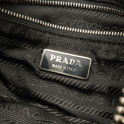 Prada Tessuto Light Shoulder Bag Nylon Leather Nero Black Silver — view 8