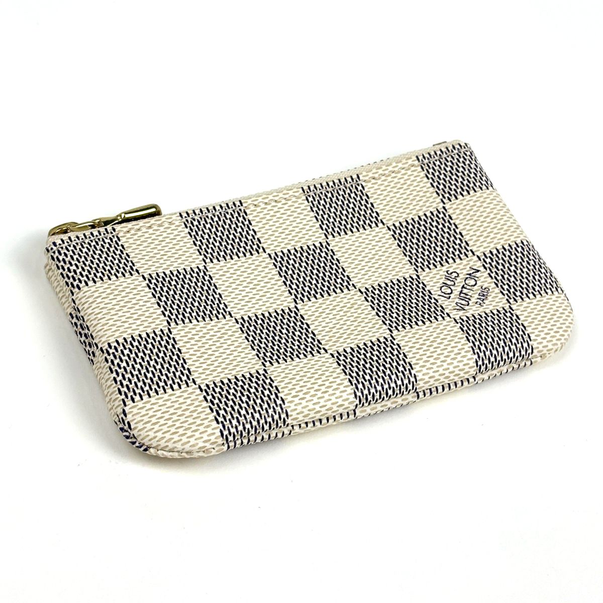 Louis Vuitton Pochette Cles Coin Case Key Ring Purse Damier Azur White — view 2