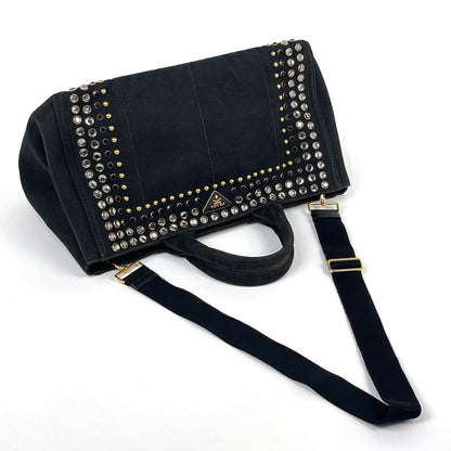Prada Tote Canapa 2-Way Studded Canvas Nero — view 5
