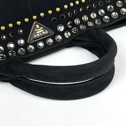 Prada Tote Canapa 2-Way Studded Canvas Nero — view 4
