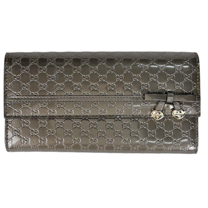 Gucci Wallet Micro Guccissima Signature Ribbon Enamel Patent Leather Gray