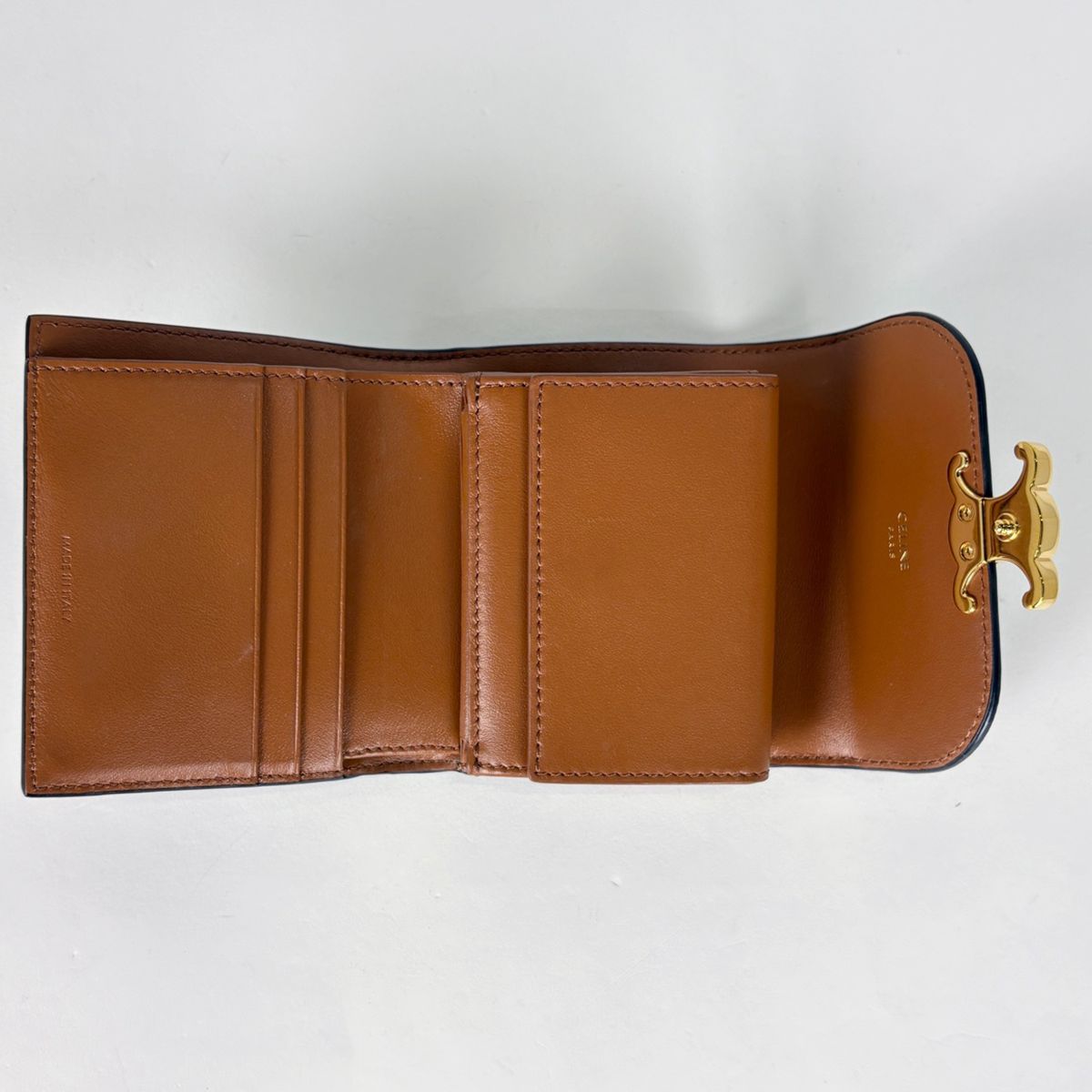 Celine Trifold Wallet Triomphe Mini Black Brown — view 7