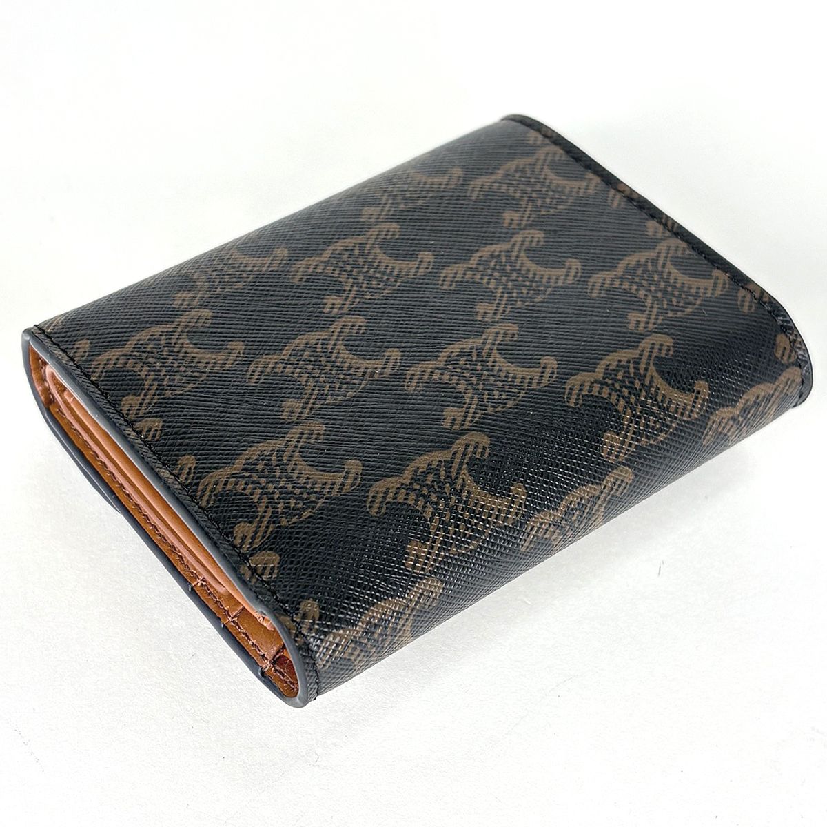 Celine Trifold Wallet Triomphe Mini Black Brown — view 2